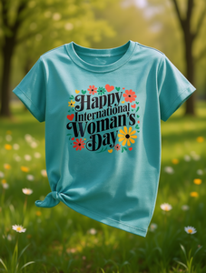 T-shirt per la festa internazionale della donna, per donna, manica corta, girocollo, stampa floreale, stile casual primaverile, top in jersey di cotone 100 - Product Image 2