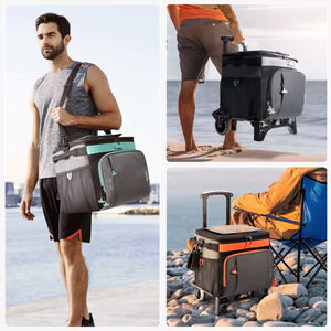 Glacière pliable à roulettes 50 litres, isotherme et étanche, avec chariot tout-terrain pour le camping et les activités de plein air - Product Image 6