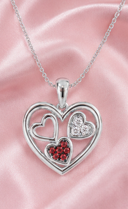 Colgante de Corazón Tricolor en Plata de Ley 925 con Baño de Oro, Rodio y Oro Rosa, con Circonitas Cúbicas y Cadena para Mujer, Ideal para Compromiso o Boda - Product Image 4