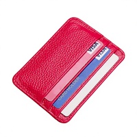 Dompet Kartu Nama Kulit Asli Tipis 4 Slot Kartu Bank untuk Wanita Pria Kulit Imitasi Premium Tanpa Penutup Serbaguna