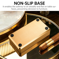 Cendrier carré classique en métal CIGARLOONG, pour cigares de 27 mm, avec rainure de grand diamètre, accessoire de bureau pour fumeurs, coffret cadeau