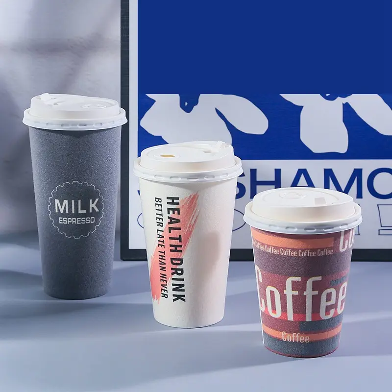 Preço De Fábrica Eco Friendly Impressão Personalizada Descartável Copos De Papel De Espuma De Café Com Tampas