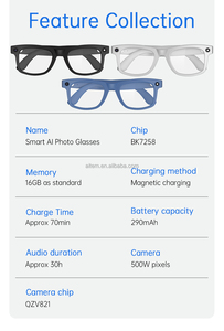 S2 MAX Smart Sunglasses with 500W Pixel <b>Camera</b> Touch Control <b>Magnetic</b> Charging AI Translator Video Recording WIFI Connectivity - Product Image 5