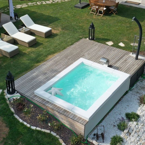 Piscina de inmersión cuadrada redonda ovalada para exteriores, pequeña piscina de lujo de fibra de vidrio sobre el suelo para Hotel - Product Image 4