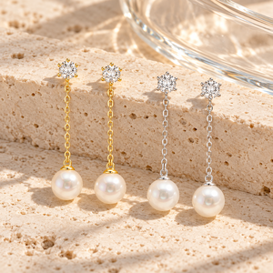 Orecchini Pendenti Geometrici con Perle per Donne, Design Semplice, Accessori per Orecchie da Indossare Quotidianamente - Product Image 4