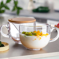 Grande Capacité Petit Déjeuner Tasse À Café Ménage Verre Épaissi Transparent Couvercle Simple pour Avoine Lotus Racine Lait Autres Boissons