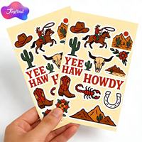 Feuilles d'autocollants adhésifs personnalisées style cowboy, découpées à la forme, imperméables, couleur et logo personnalisés, format A6