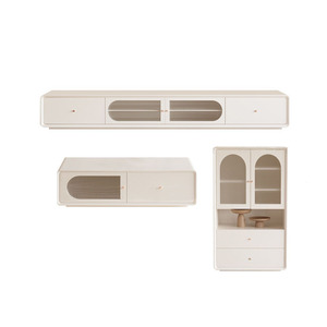 Meuble TV de style italien en bois massif, meuble TV moderne et simple avec plateau en roche, combinaison table basse - Product Image 6