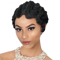 Style chaud et usine de haute qualité en gros perruques de cheveux vierges court Remy brésilien Grace Wave 100% cheveux humains coupe de lutin perruque