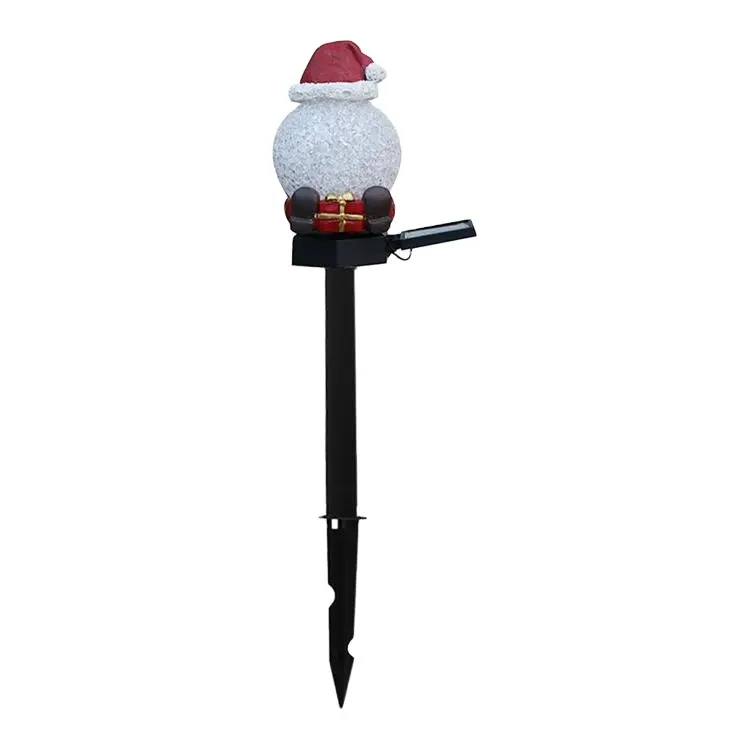 クリスマスソーラーランタン屋外装飾木製パイルランプサンタクロースサンタクロース赤い帽子7色変更ライトランプLED