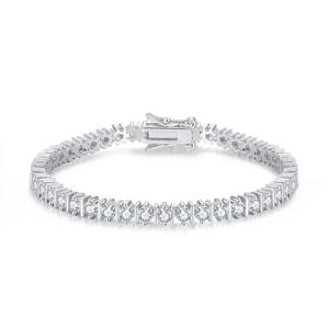 Gelang Tenis Berlapis Platinum Desain Berlian Trendi Gaya Imut dengan Zirkonia CZ Bahan Tembaga Klasik - Product Image 1