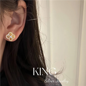 King <b>Silver</b> Jewelry Flower <b>Stud</b> Earrings 925 Sterling <b>Silver</b> Gold Plated Everyday Wear - Product Image 3
