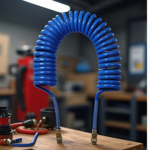 Purline Spiral Air <b>Hose</b> 10 Ft Blue Polyurethane Connected <b>Hoses</b> For <b>Compressor</b> Use - Product Image 3
