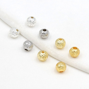18k gold plated copper patterned round <b>bead</b> bracelet spacer <b>beads</b> DIY <b>braided</b> bracelet/rope bracelet accessories D139 - Product Image 1