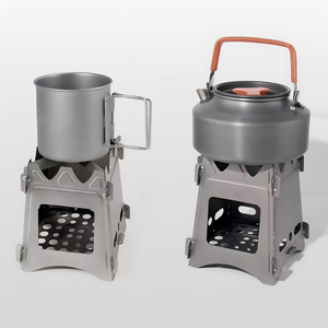 Réchaud de camping pliable portable Rover Camel en acier inoxydable et titane, pour la randonnée, le camping, les barbecues, à bois, petit, léger, avec sac PE - Product Image 3