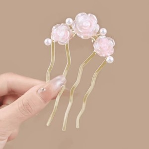 กิ๊บติดผมทรงจีนแบบใหม่ ประดับมุกและดอกกุหลาบ  หวีติดผม  เครื่องมือแฟชั่นใหม่  กิ๊บหนีบผม - Product Image 4