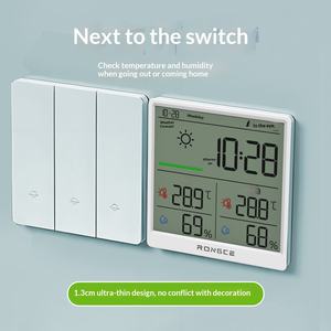 Thermomètre électronique à affichage numérique WiFi intelligent <span class=keywords><strong>pour</strong></span> usage domestique intérieur, réveil, grand écran, température et <span class=keywords><strong>humidité</strong></span> haute précision - Product Image 3