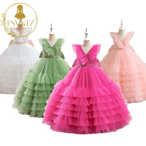 FSMKTZ Vestido de Fiesta de Malla Esponjosa para Niñas, Vestido de <span class=keywords><strong>Carnaval</strong></span> con Cuello en V para Niñas, Vestido de Princesa para Cumpleaños y Bodas - Product Image 1