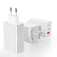 Cargador Rápido HNT 65W GaN de 3 Puertos 2C1A, Adaptador de Pared PPS con Carga Súper Rápida 2.0 para Samsung S24 S23 Ultra Galaxy, Enchufe para Reino Unido, UE y EE. UU.