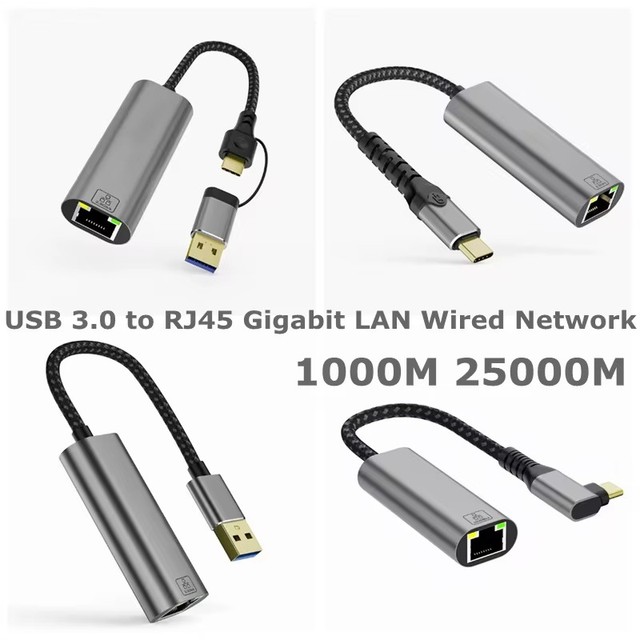 USB C and USB 3.0 A to Ethernet Adapter RJ45 Female 2.5G, 1000Mbps WAVLINK 5G Ethernet Adapter for Laptop