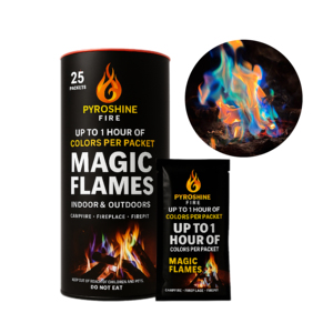 25 Bags Fire Color Changing Packets Magic Flame Powder for Halloween & Thanksgiving Camping & Hiking Outdoor and Indoor Use