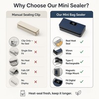 Machine à sceller semi-automatique magnétique en plastique, mini, plusieurs modes de scellage, batterie rechargeable, capacité de 2 à 16 secondes pour le stockage des aliments