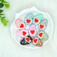 Accessoires de chaîne de sucette en silicone de qualité alimentaire, avec logo cœur et perles animaux de dessin animé, pour la Saint-Valentin, vente directe fabricant