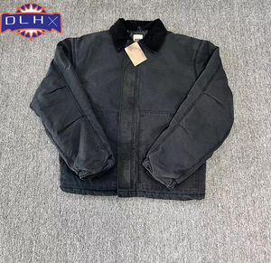 Veste de travail classique en toile américaine pour <span class=keywords><strong>homme</strong></span>, personnalisée, en velours côtelé épais délavé à l'acide, col rabattu, style vintage - Product Image 2