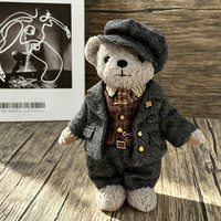 Tenue de poupée ours articulée, ensemble de costume en tissu de style britannique rétro, accessoires de vêtements avec chapeau de détective pour petit ours