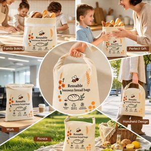 Sacs à pain réutilisables en cire d'abeille pour la cuisson du pain au levain XL – Écologiques, compatibles congélateur, pour garder le pain fait maison frais – Sac de conservation alimentaire - Product Image 5
