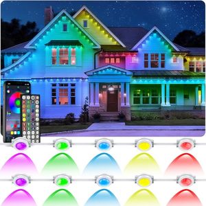 Guirlande lumineuse LED RGBW intelligente à pixels, pour extérieur, toit, gouttières, fêtes, décorations de Noël, avec application mobile - Product Image 1