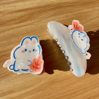 Pinces à cheveux de Pâques en gros, motif lapin nuage, en acétate, mignonnes, haut de gamme, type requin, personnalisables