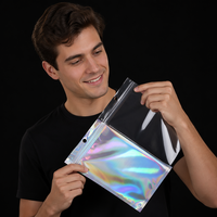Zipock refermable avec logo personnalisé Petits sacs hologrammes d'emballage alimentaire comestibles en plastique mylar en feuille d'aluminium anti-odeur