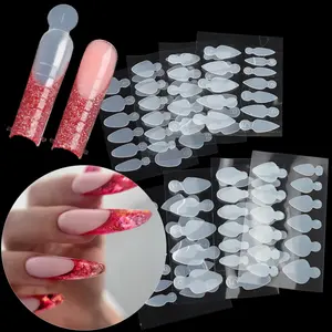 Popular manicure crystal nail film mold-free frosting paperless extension gel 12 pieces nail mold French stickers
