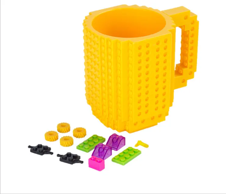 350ml kidsDiy Block Puzzle build-on mug Brick toy puzzle building block Lego cup gift plastic kids mug with toy
