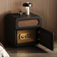 Table de chevet moderne en bois massif avec coffre-fort intégré, table de chevet avec armoire de rangement sécurisée pour la chambre à coucher