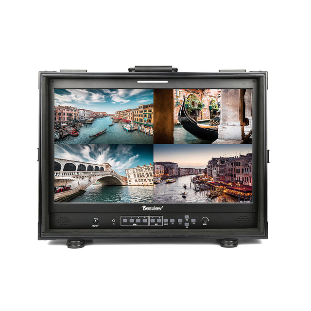 Desview 23.8" Quad View 400 Nit Director Broadcast Monitor 4K Output 3G-SDI TALLY Field Monitor 4K 60 Display with 3D Lut