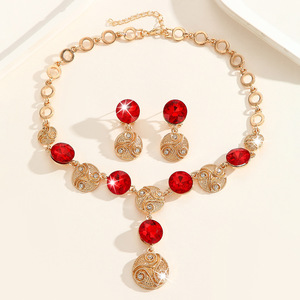 European and American Explosions Retro Necklace Earrings Set 2025 Summer New Ladies Circle Exaggerated <b>Wedding</b> <b>Accessories</b> T4252 - Product Image 2