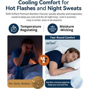 Ensemble de pyjamas pour hommes à manches courtes, vêtements de nuit doux en viscose de bambou avec poches, vêtements décontractés pour la maison, tailles S à XXL - Product Image 2