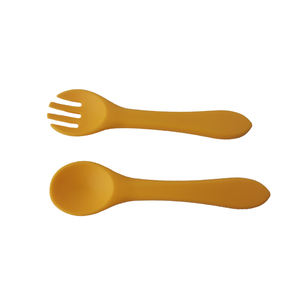 BPAフリー2ピースシリコンベビー食器セット幼児初ステージ給餌器具トレーニングフォーク6ヶ月 + ボウルフード - Product Image 4