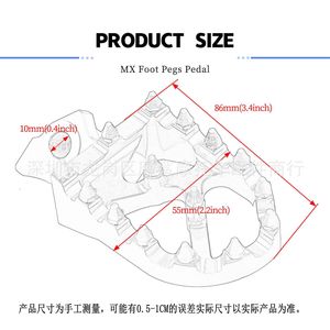 Pédales larges rouges pour modification de moto Cr250r Cr125r Cr50 - Product Image 3