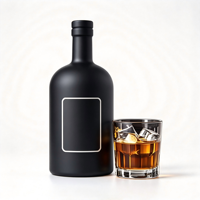 Bouteilles en verre de haute qualité de 50 ml, personnalisées, couleur noire mate, avec bouchon en liège, pour spiritueux, liqueur, vodka, gin