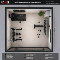 MRD - Conjunto Completo de Equipos de Gimnasio Comerciales Profesionales de 30 m² para Entrenamiento de Fuerza y Cardio, Soluciones para Centros de Fitness