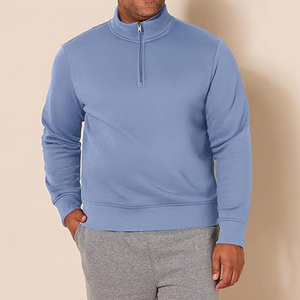Sudadera Personalizada de Secado Rápido para Hombre, con Capucha, Cierre de Cremallera de un Cuarto, Manga Larga, Color Sólido, Bordada, Deportiva, 100% Algodón de Punto - Product Image 5