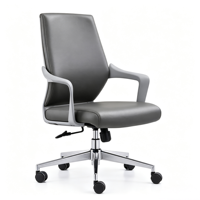 Chaise de bureau exécutive moderne ergonomique confortable à hauteur réglable avec base en acier et revêtement en cuir PU pivotante pour la maison et les bureaux professionnels