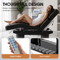 Table de massage électrique à commande au pied, blanche, pour spa, soins du visage, tatouage, physiothérapie, lit de beauté réglable, lit facial électrique pour salon de beauté