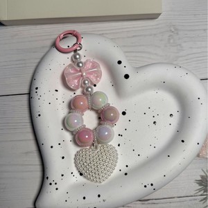 New dễ thương acrylic nhựa Bow chuỗi ngọc trai cho tình yêu điện thoại Mặt dây chuyền Túi phụ kiện Key treo trái tim màu acrylic hạt Keychain - Product Image 1