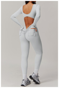 Body de <span class=keywords><strong>mujer</strong></span> con logotipo personalizado, ropa deportiva de manga larga, gimnasio, una pieza, Yoga, Fitness, <span class=keywords><strong>mono</strong></span> de entrenamiento para <span class=keywords><strong>mujer</strong></span> - Product Image 3