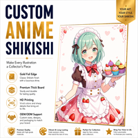 Papan Shikishi Tema Musik & Cinta Anime Kustom dengan Seni Kertas dan Dudukan Kayu Desain Foil Emas Dekorasi Rumah Koleksi