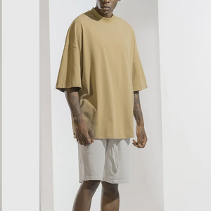 T-shirt de poids lourd en coton jaune sur la taille T-shirt à motif de logo imprimé personnalisé pour homme - Product Image 4